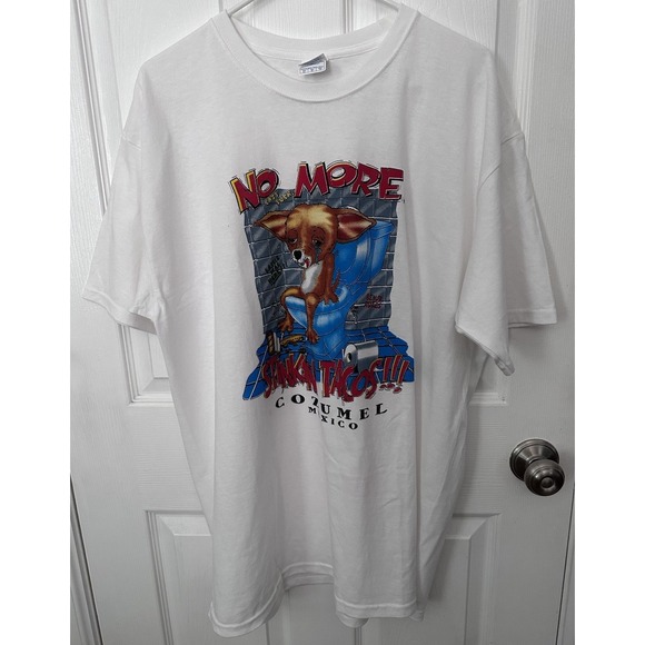 NWOT 00s Y2K rare Parody Taco Bell Dog T-Shirt No More Stinkin Tacos SZ XL Men's - Picture 1 of 7